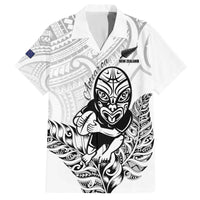 New Zealand Silver Fern Rugby Custom Family Matching Off The Shoulder Long Sleeve Dress and Hawaiian Shirt Maori Tiki White Version