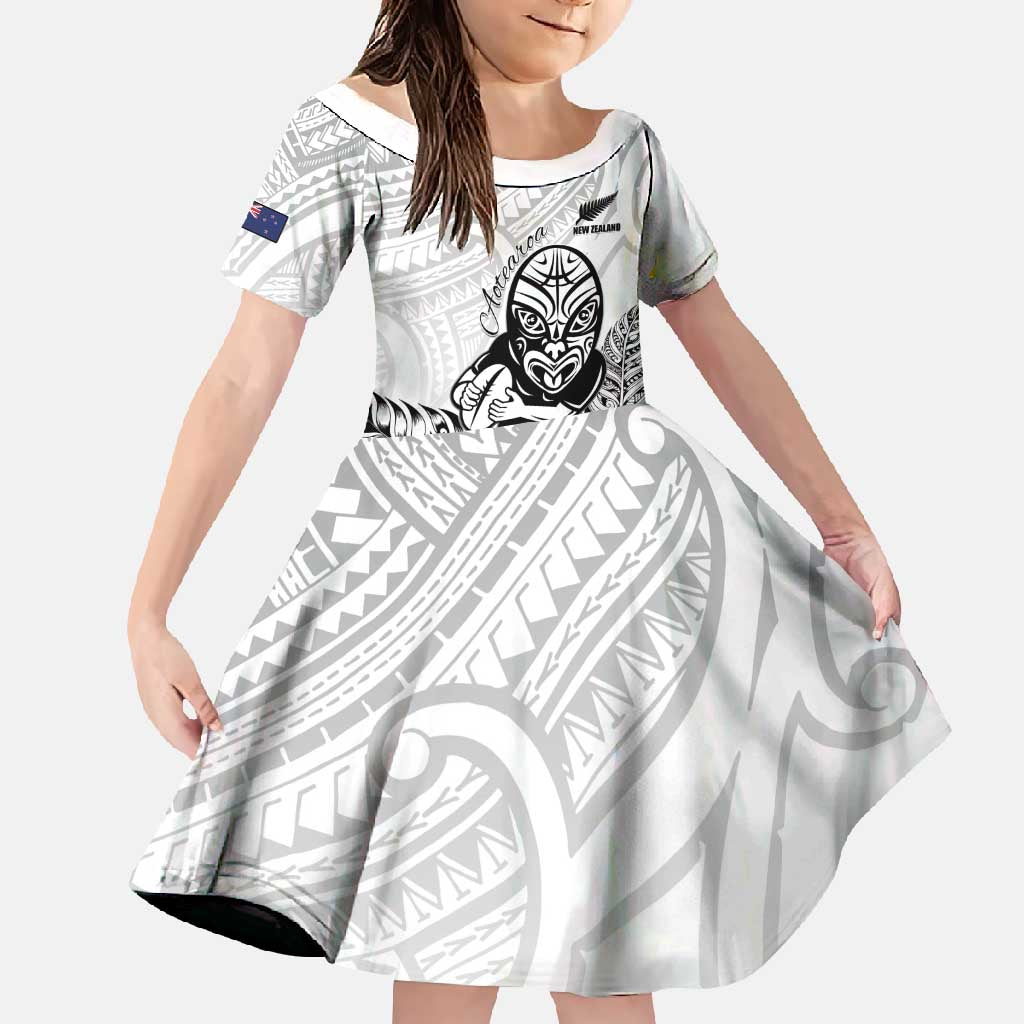 New Zealand Silver Fern Rugby Custom Family Matching Summer Maxi Dress and Hawaiian Shirt Maori Tiki White Version