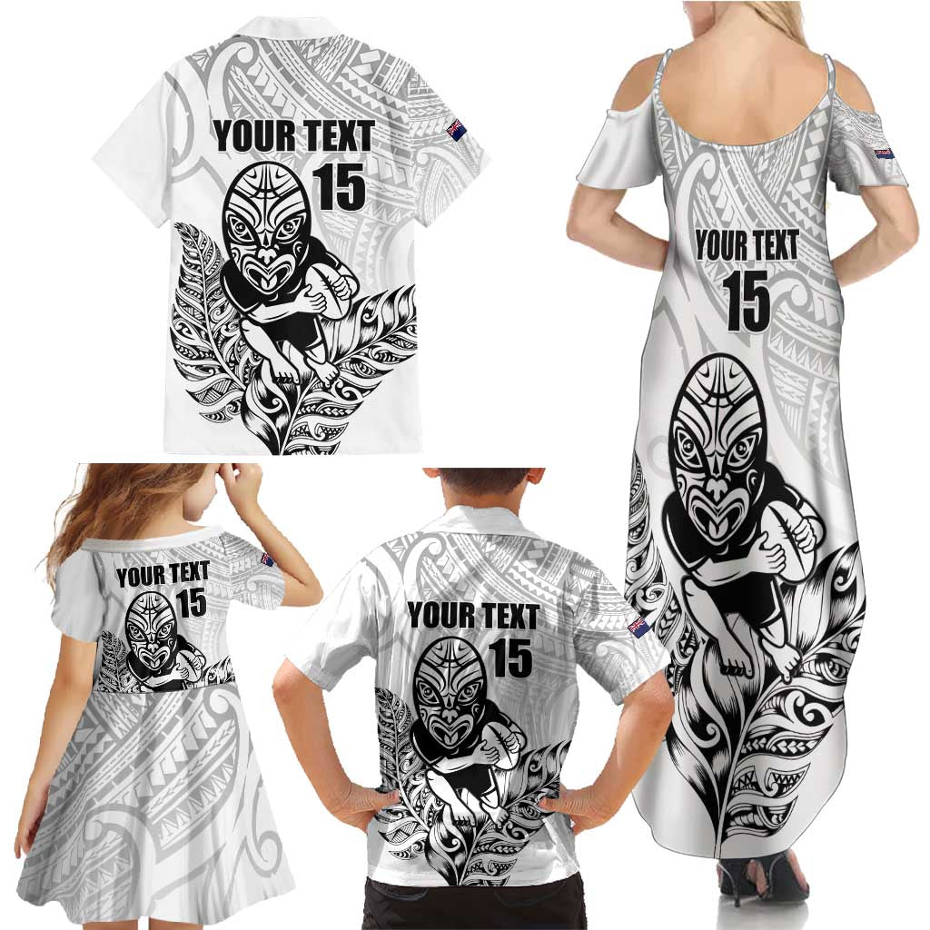 New Zealand Silver Fern Rugby Custom Family Matching Summer Maxi Dress and Hawaiian Shirt Maori Tiki White Version