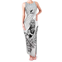 New Zealand Silver Fern Rugby Custom Family Matching Tank Maxi Dress and Hawaiian Shirt Maori Tiki White Version