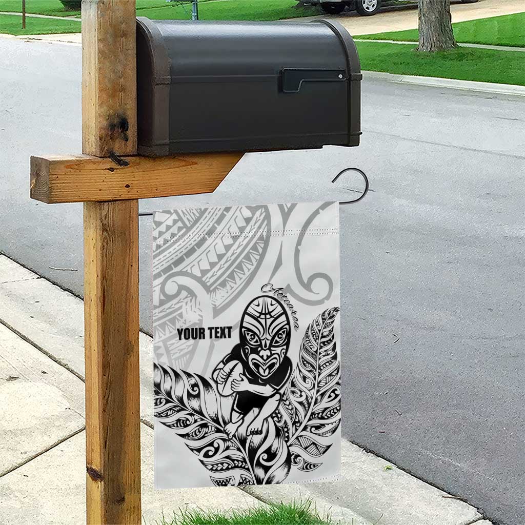 New Zealand Silver Fern Rugby Custom Garden Flag Maori Tiki White Version