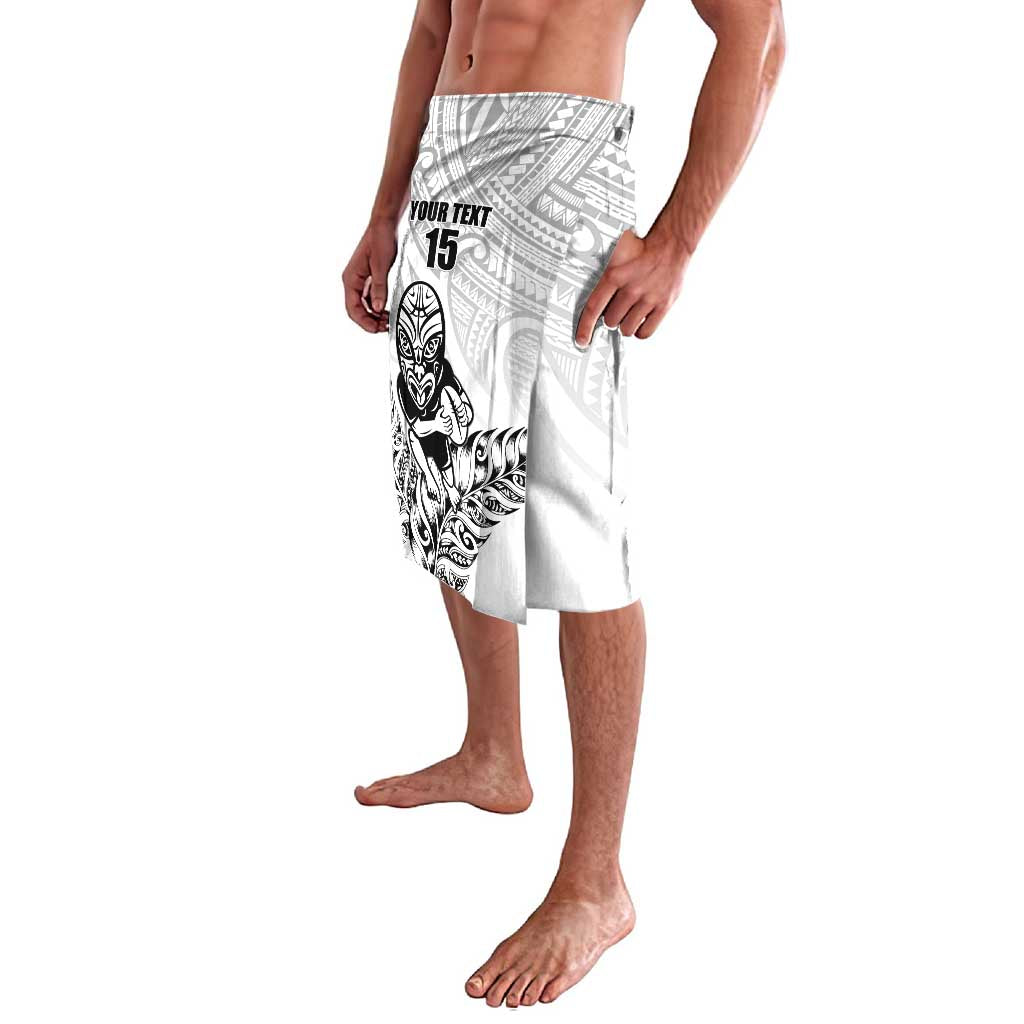 New Zealand Silver Fern Rugby Custom Lavalava Maori Tiki White Version