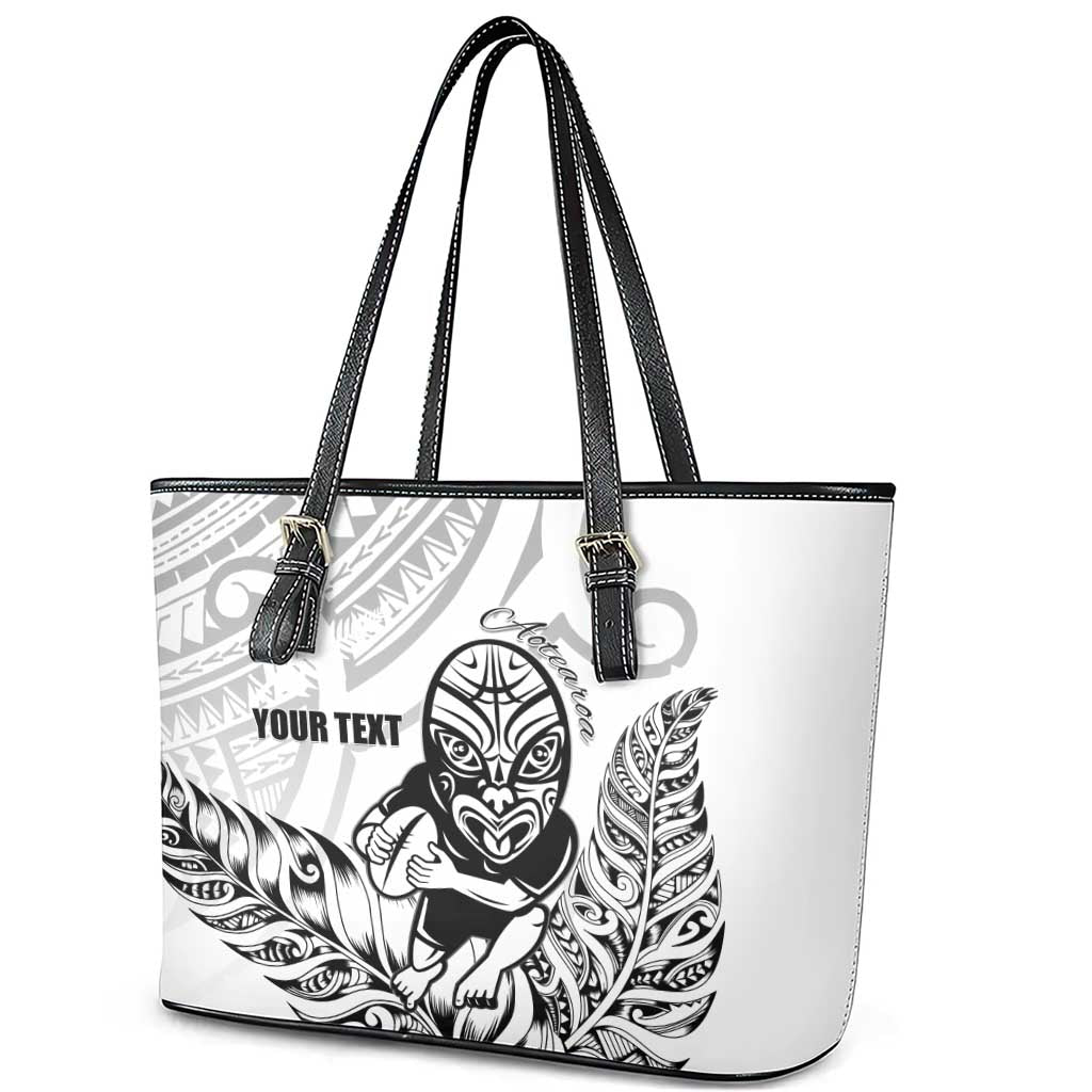 New Zealand Silver Fern Rugby Custom Leather Tote Bag Maori Tiki White Version