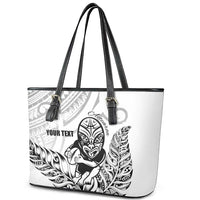 New Zealand Silver Fern Rugby Custom Leather Tote Bag Maori Tiki White Version