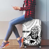 New Zealand Silver Fern Rugby Custom Luggage Cover Maori Tiki White Version