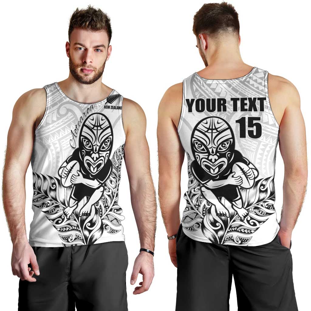 New Zealand Silver Fern Rugby Custom Men Tank Top Maori Tiki White Version