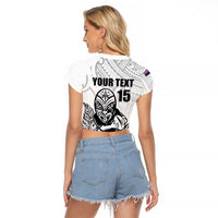 New Zealand Silver Fern Rugby Custom Raglan Cropped T Shirt Maori Tiki White Version