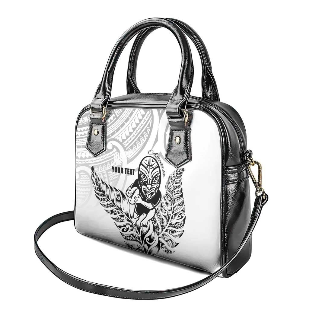 New Zealand Silver Fern Rugby Custom Shoulder Handbag Maori Tiki White Version