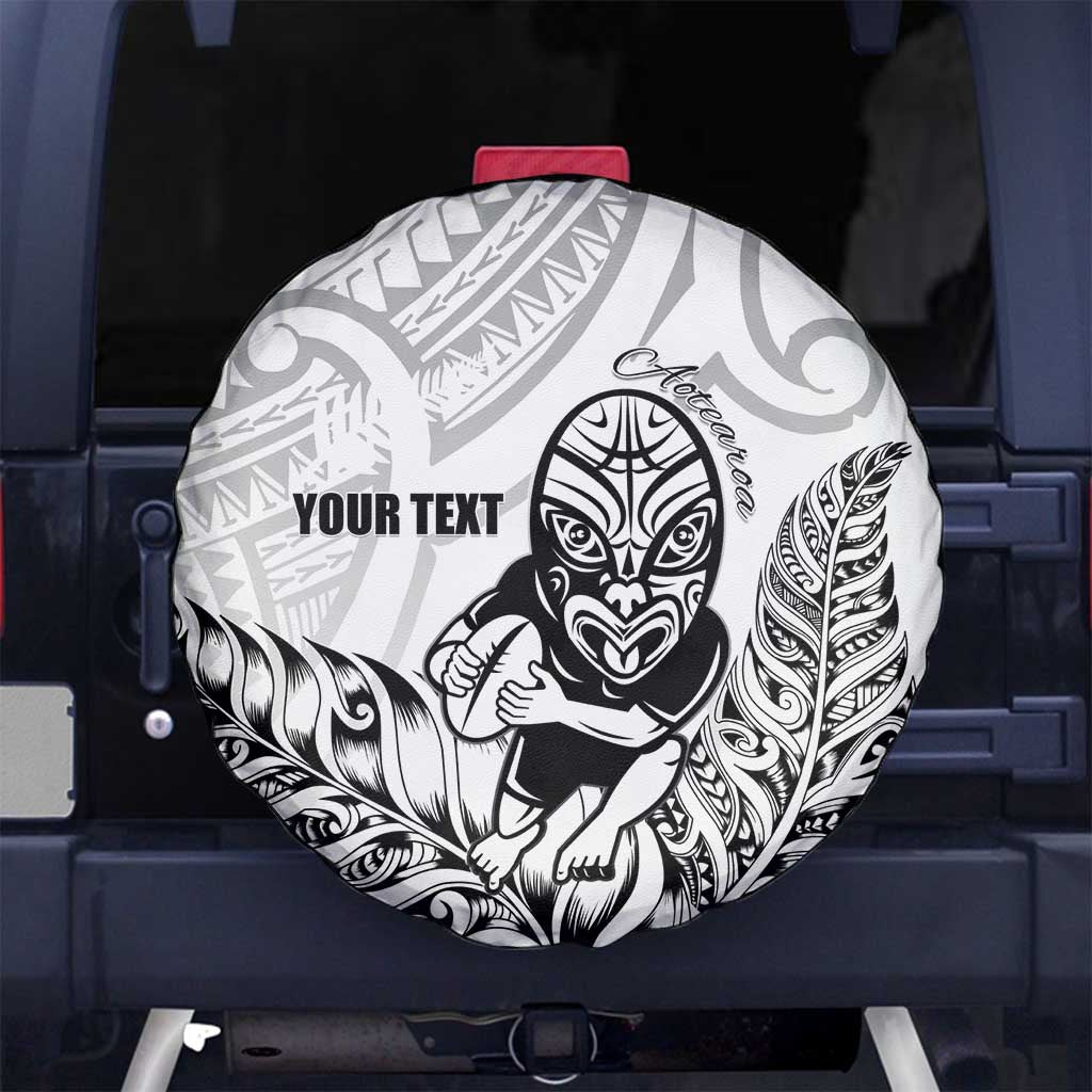 New Zealand Silver Fern Rugby Custom Spare Tire Cover Maori Tiki White Version