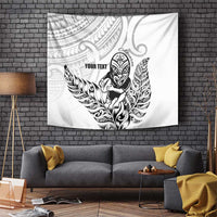 New Zealand Silver Fern Rugby Custom Tapestry Maori Tiki White Version