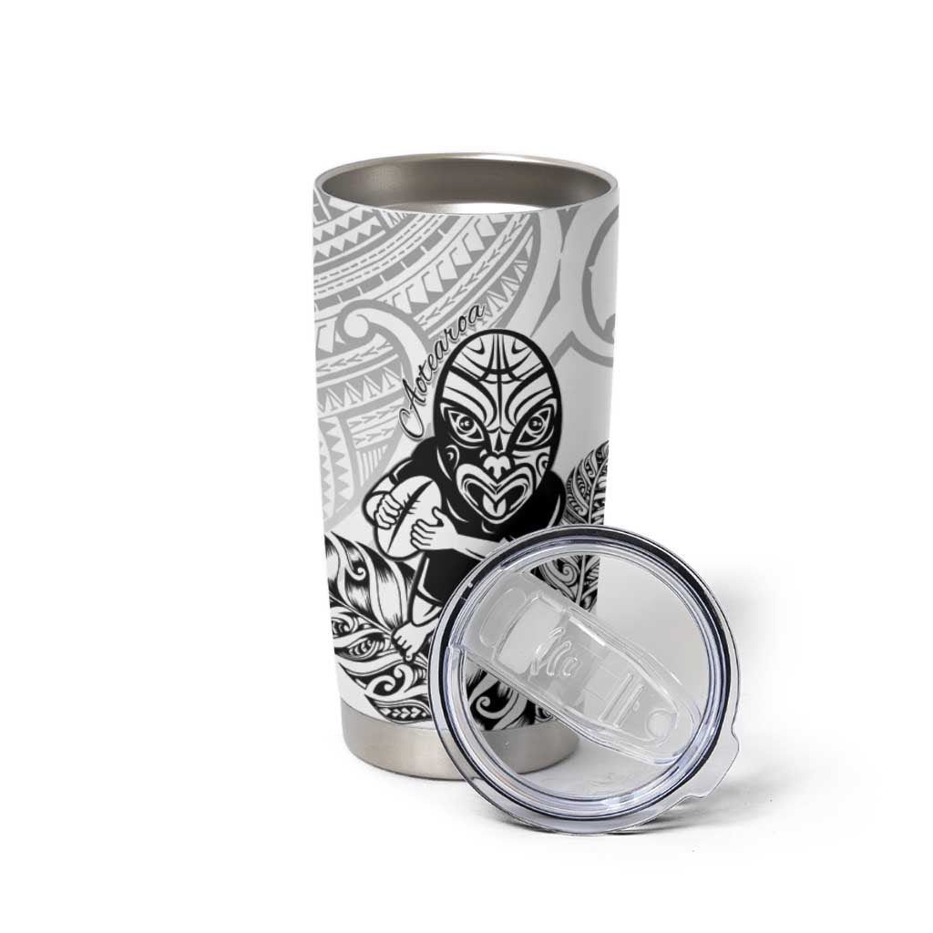 New Zealand Silver Fern Rugby Custom Tumbler Cup Maori Tiki White Version