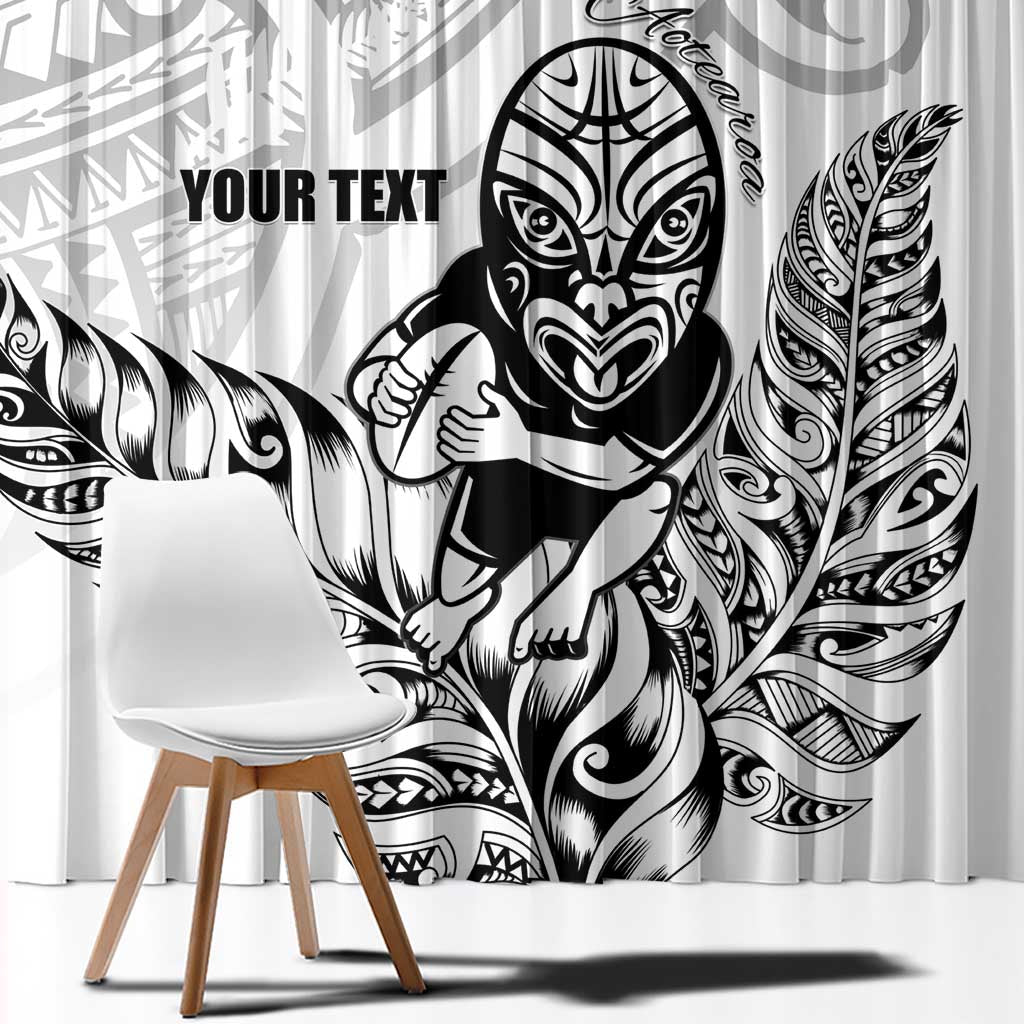 New Zealand Silver Fern Rugby Custom Window Curtain Maori Tiki White Version