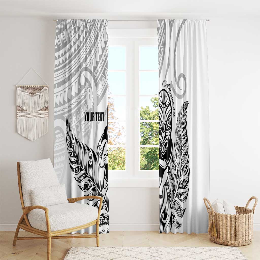 New Zealand Silver Fern Rugby Custom Window Curtain Maori Tiki White Version