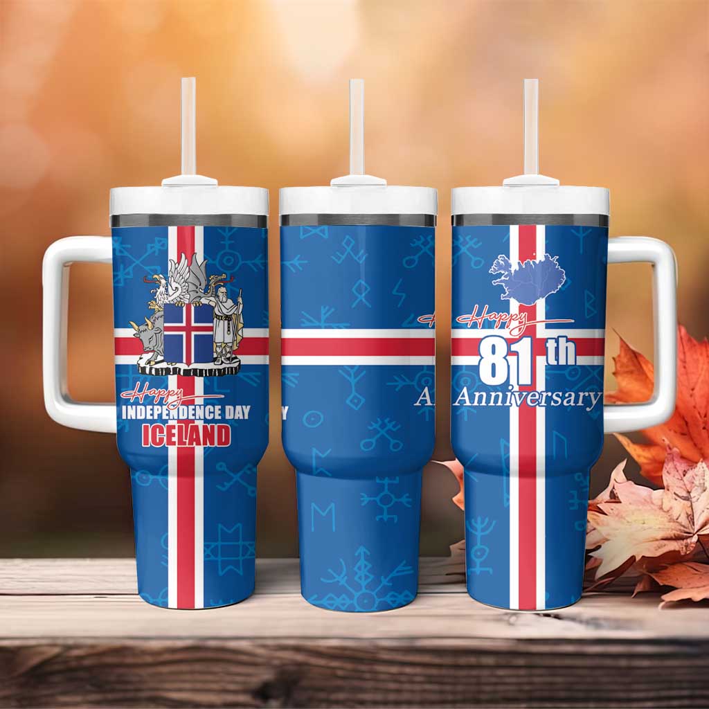 Iceland Icelandic National Day Tumbler With Handle Happy 81th Anniversary