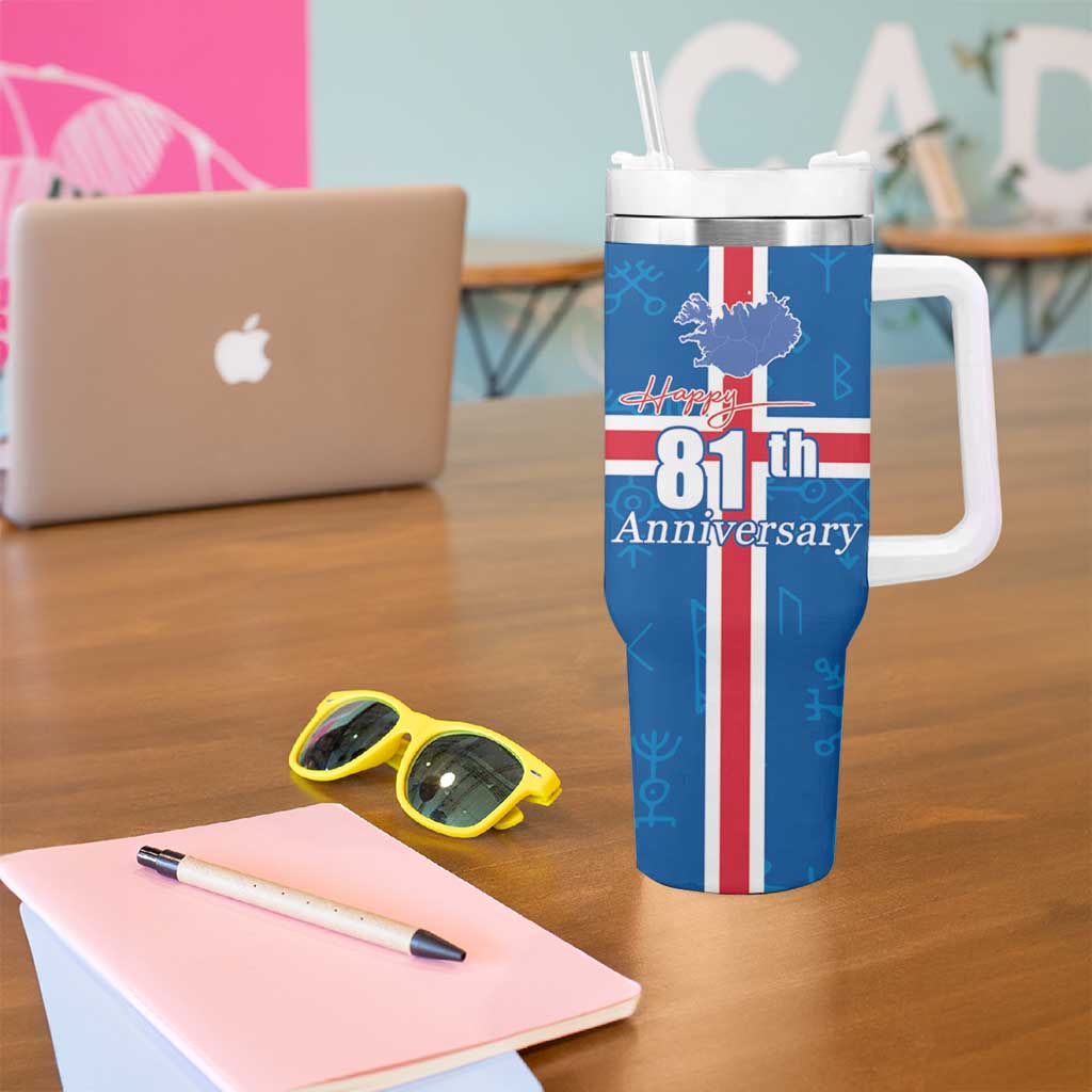 Iceland Icelandic National Day Tumbler With Handle Happy 81th Anniversary