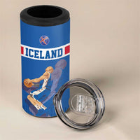 Iceland Basketball Custom 4 in 1 Can Cooler Tumbler Blue Style