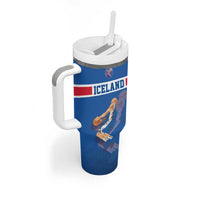 Iceland Basketball Custom Tumbler With Handle Blue Style