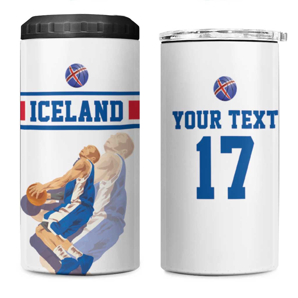 Iceland Basketball Custom 4 in 1 Can Cooler Tumbler White Style