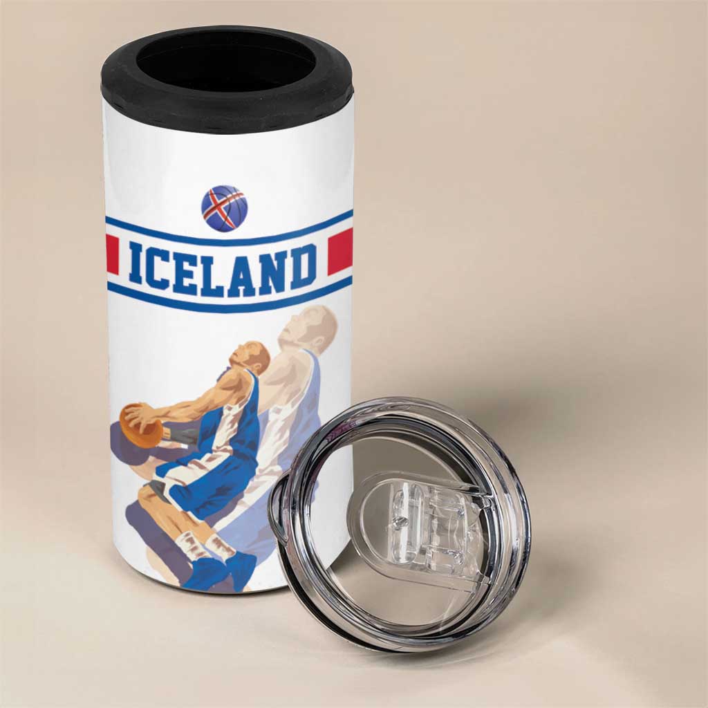 Iceland Basketball Custom 4 in 1 Can Cooler Tumbler White Style