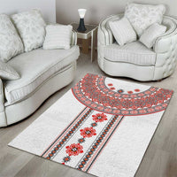 Bulgarian Embroidery Style Seamless Pattern Area Rug