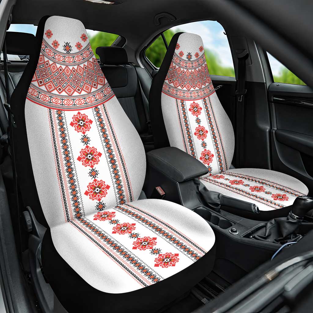 Bulgarian Embroidery Style Seamless Pattern Car Seat Cover