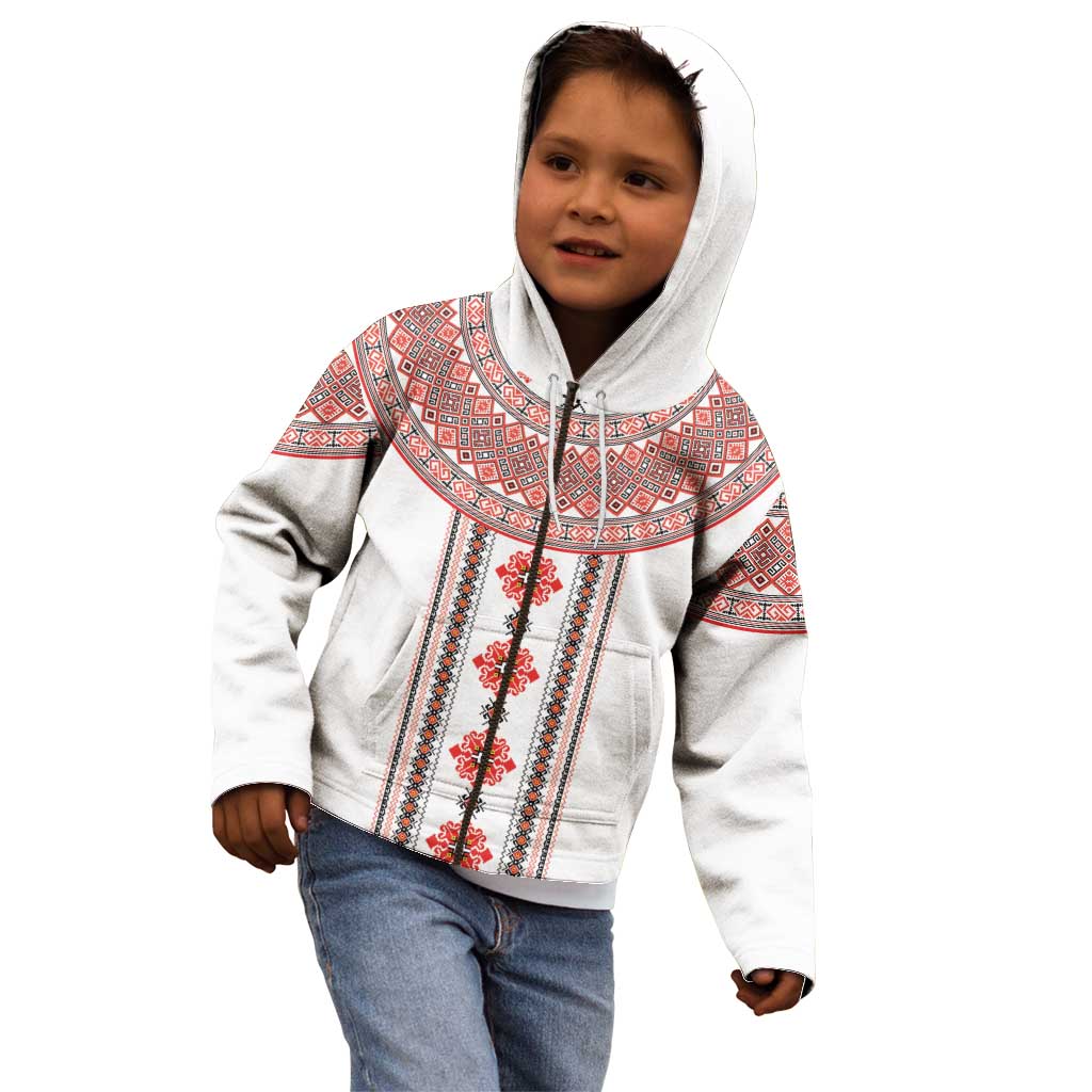 Bulgarian Embroidery Style Seamless Pattern Kid Hoodie