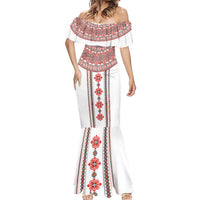 Bulgarian Embroidery Style Seamless Pattern Mermaid Dress