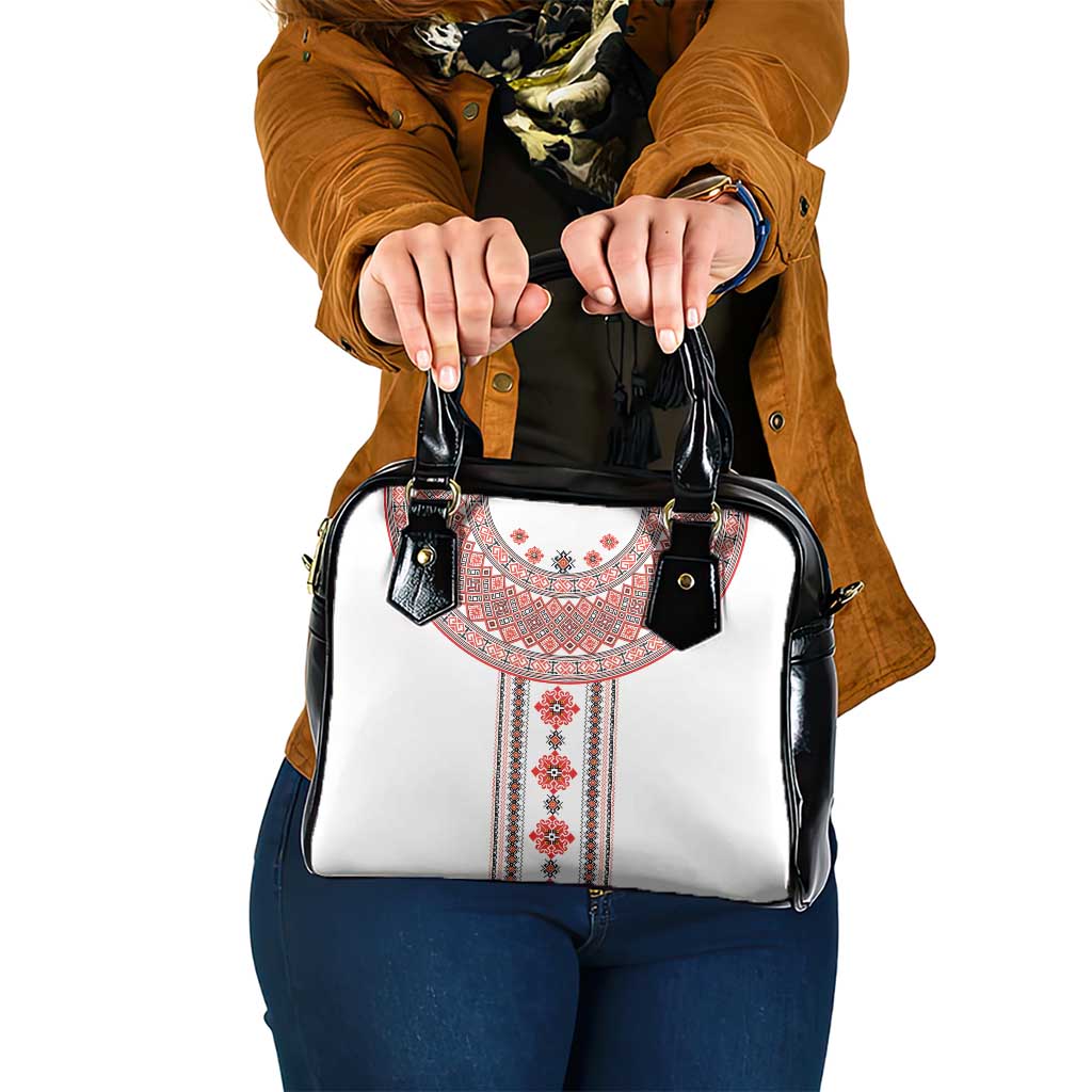 Bulgarian Embroidery Style Seamless Pattern Shoulder Handbag