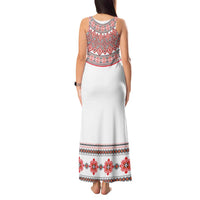 Bulgarian Embroidery Style Seamless Pattern Tank Maxi Dress