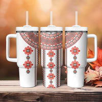 Bulgarian Embroidery Style Seamless Pattern Tumbler With Handle