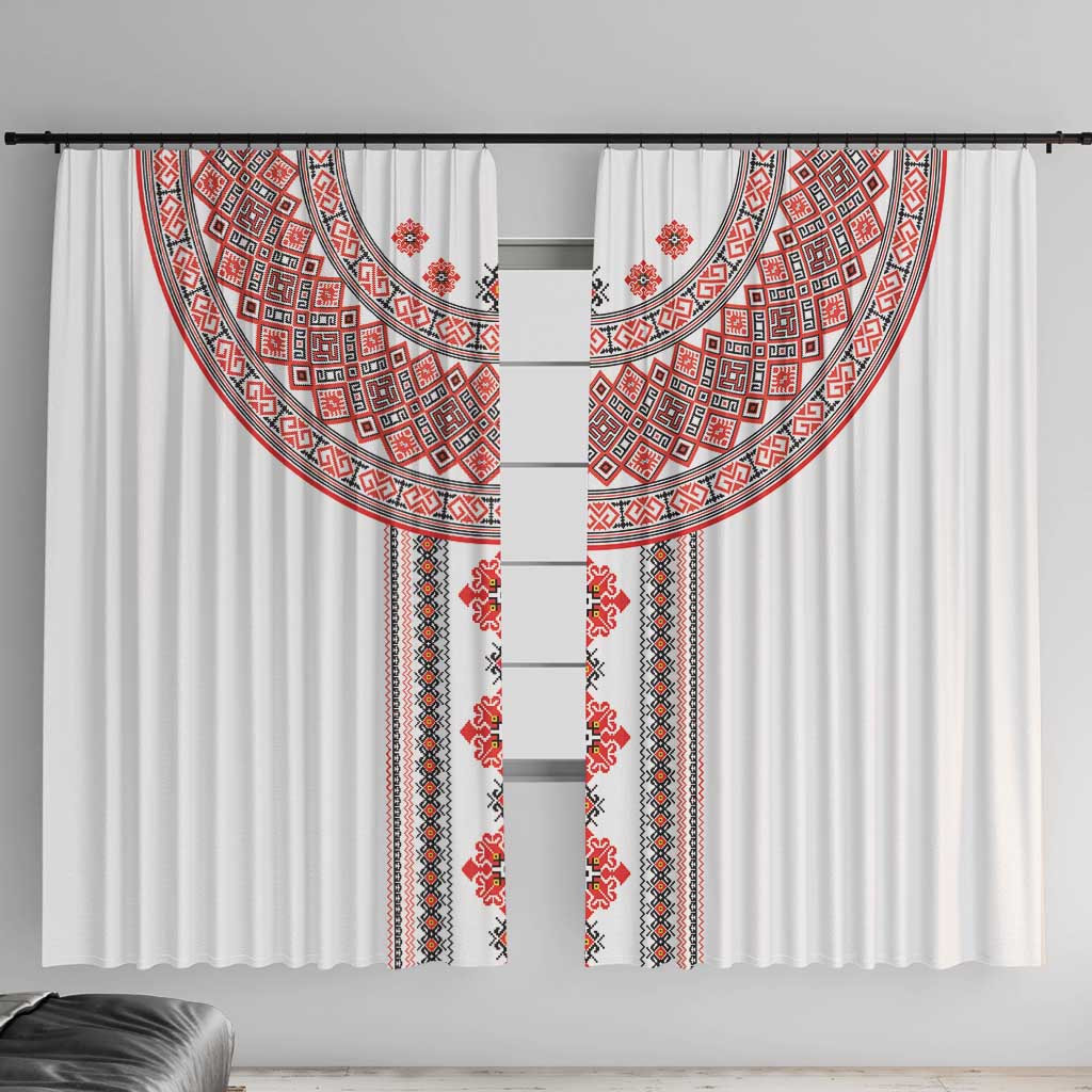 Bulgarian Embroidery Style Seamless Pattern Window Curtain