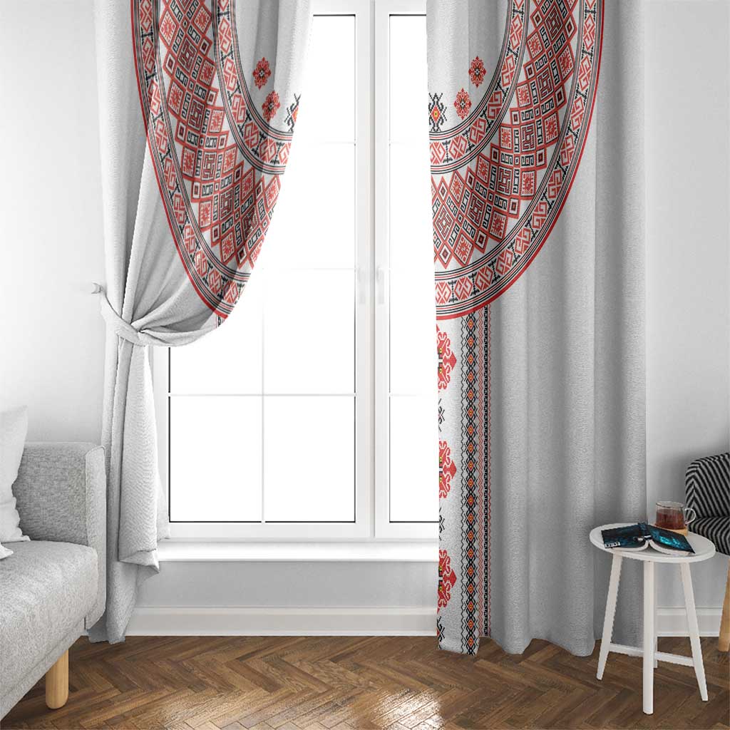 Bulgarian Embroidery Style Seamless Pattern Window Curtain