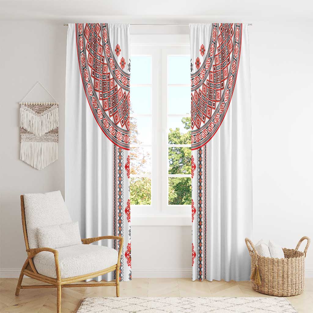 Bulgarian Embroidery Style Seamless Pattern Window Curtain