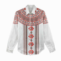 Bulgarian Embroidery Style Seamless Pattern Women Casual Shirt
