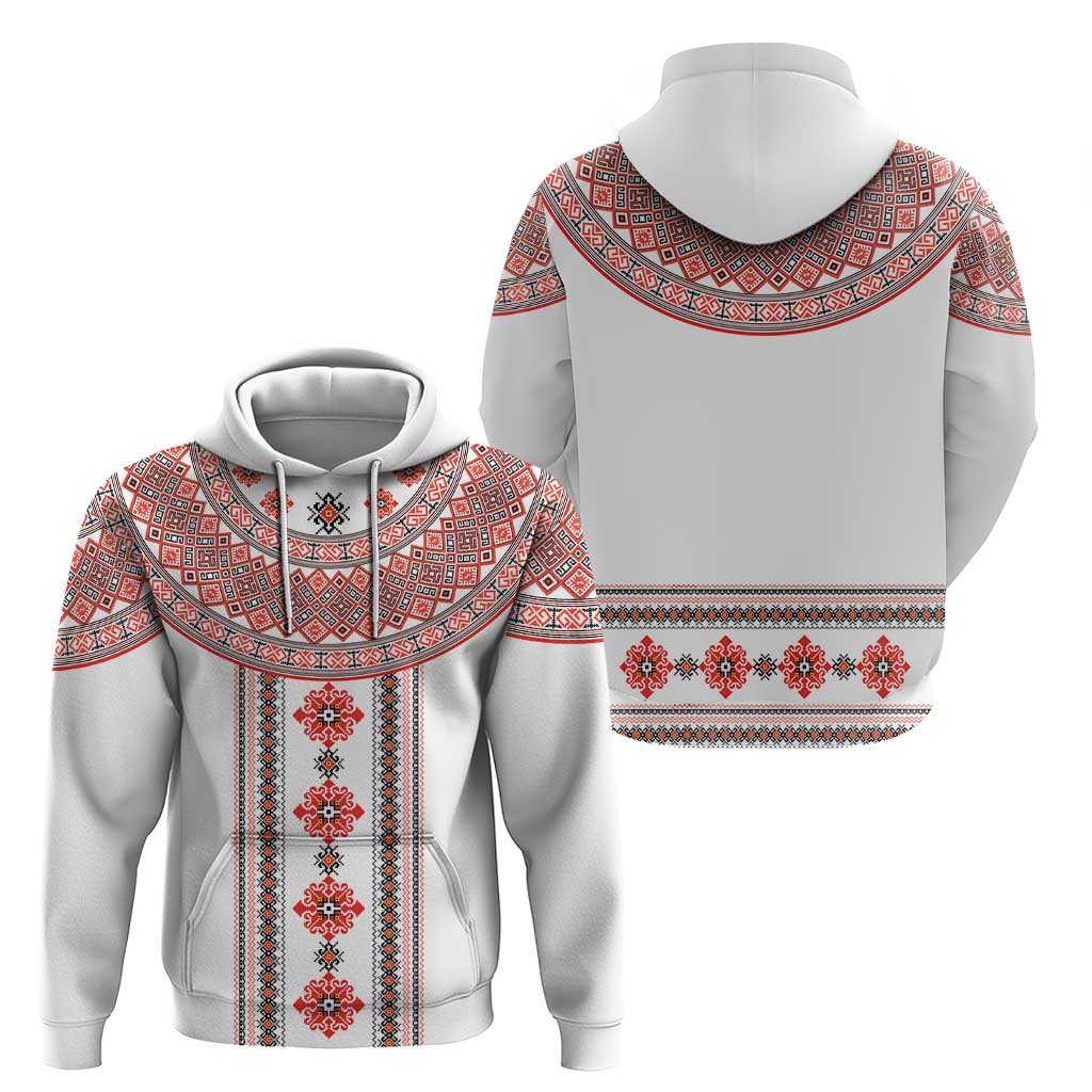 Bulgarian Embroidery Style Seamless Pattern Zip Hoodie