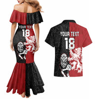 Custom British Lions New Zealand Couples Matching Mermaid Dress and Hawaiian Shirt Unique Style LT18 - Polynesian Pride