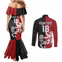 Custom British Lions New Zealand Couples Matching Mermaid Dress and Long Sleeve Button Shirt Unique Style LT18 - Polynesian Pride