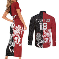 Custom British Lions New Zealand Couples Matching Short Sleeve Bodycon Dress and Long Sleeve Button Shirt Unique Style LT18 - Polynesian Pride