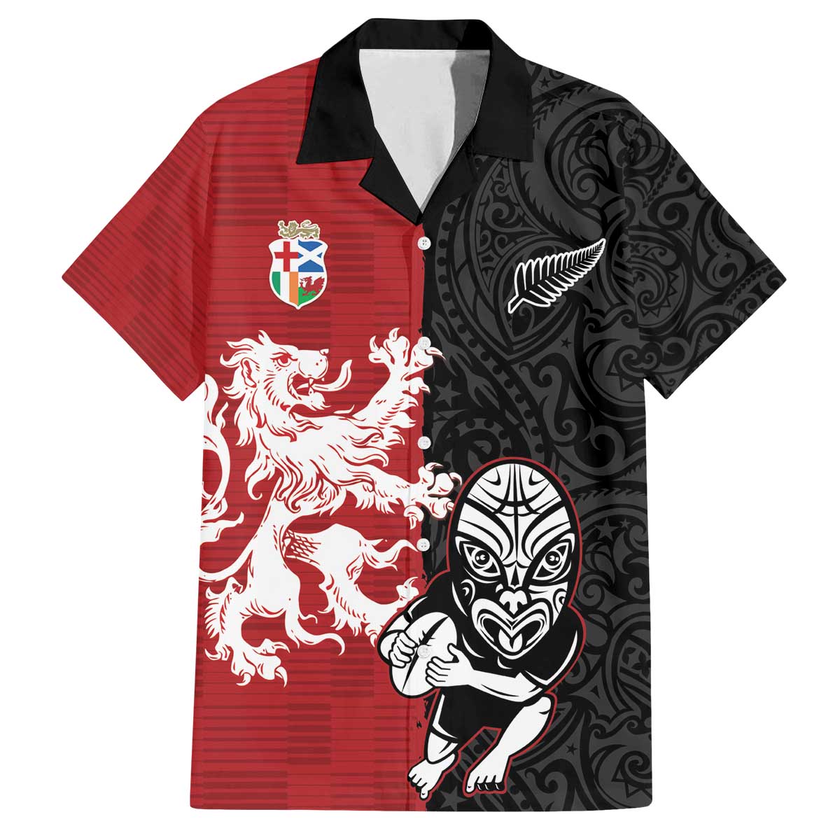 Custom British Lions New Zealand Family Matching Off The Shoulder Long Sleeve Dress and Hawaiian Shirt Unique Style - Polynesian Pride