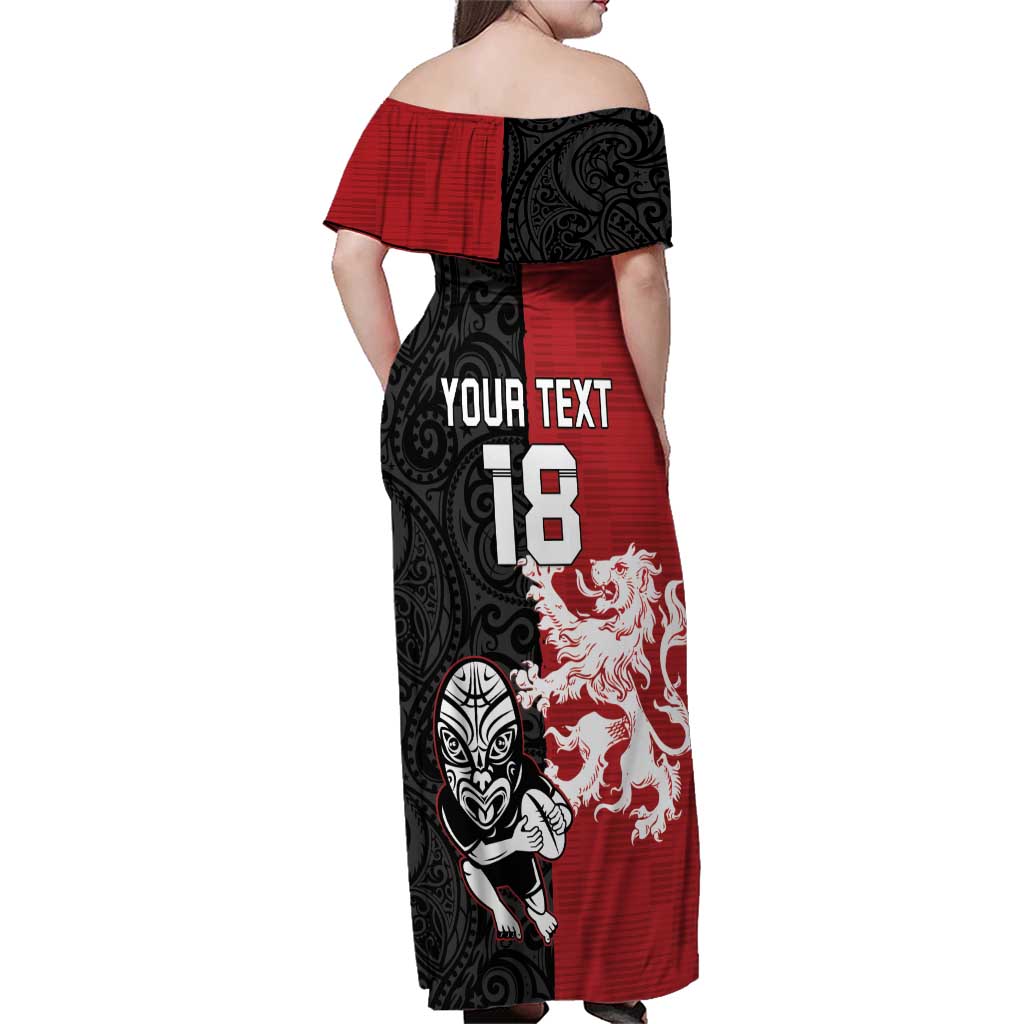 Custom British Lions New Zealand Family Matching Off Shoulder Maxi Dress and Hawaiian Shirt Unique Style - Polynesian Pride