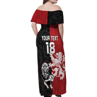 Custom British Lions New Zealand Family Matching Off Shoulder Maxi Dress and Hawaiian Shirt Unique Style - Polynesian Pride