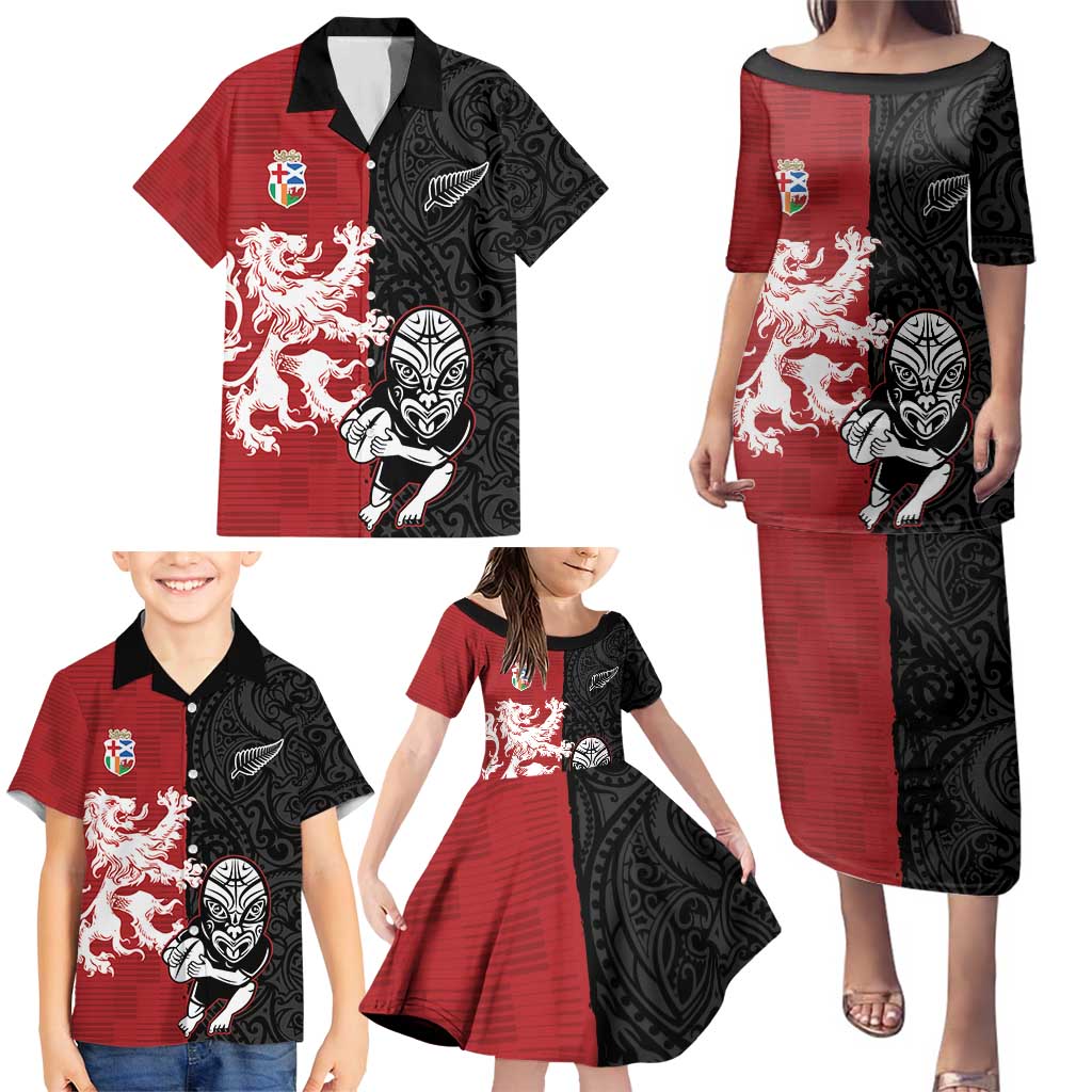 Custom British Lions New Zealand Family Matching Puletasi and Hawaiian Shirt Unique Style LT18 - Polynesian Pride