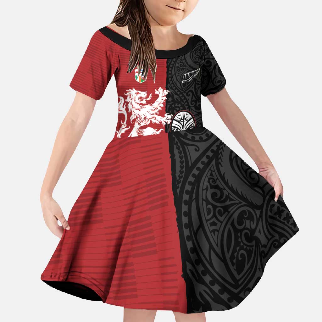 Custom British Lions New Zealand Family Matching Summer Maxi Dress and Hawaiian Shirt Unique Style - Polynesian Pride
