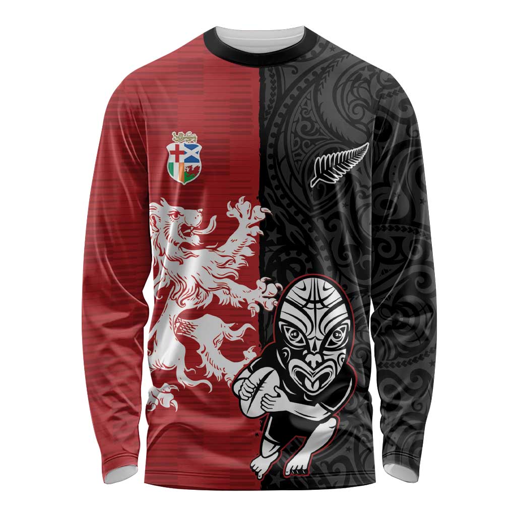 Custom British Lions New Zealand Long Sleeve Shirt Unique Style LT18 Unisex Red - Polynesian Pride