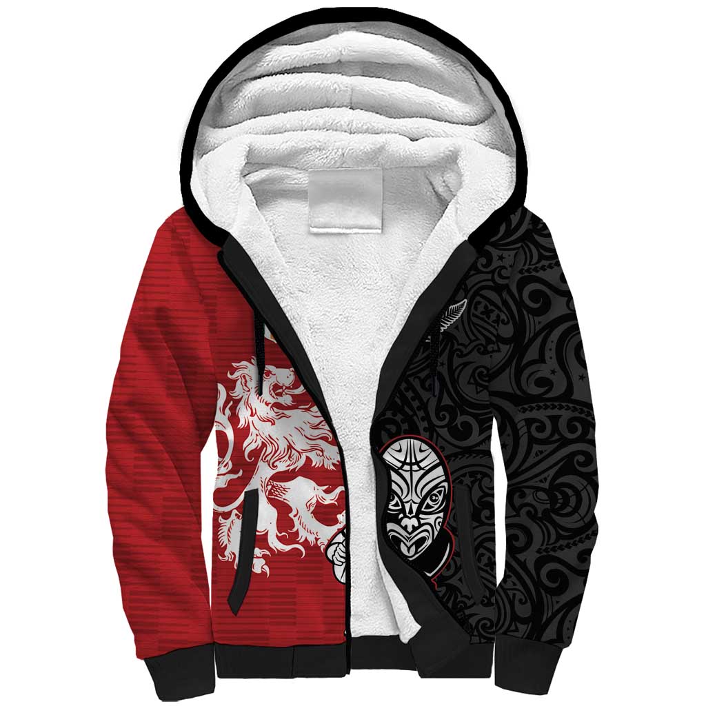 Custom British Lions New Zealand Sherpa Hoodie Unique Style LT18 Unisex Red - Polynesian Pride