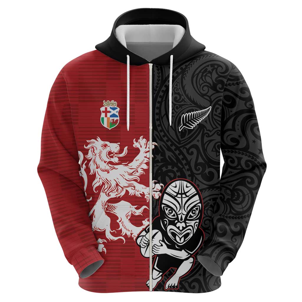 Custom British Lions New Zealand Zip Hoodie Unique Style LT18 - Polynesian Pride
