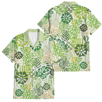 Green Aloha Hawaiian Family Matching Summer Maxi Dress and Hawaiian Shirt Monstera Hibiscus Tropical Pattern