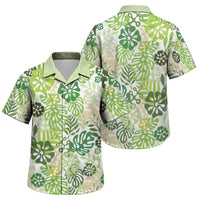Green Aloha Hawaiian Family Matching Tank Maxi Dress and Hawaiian Shirt Monstera Hibiscus Tropical Pattern