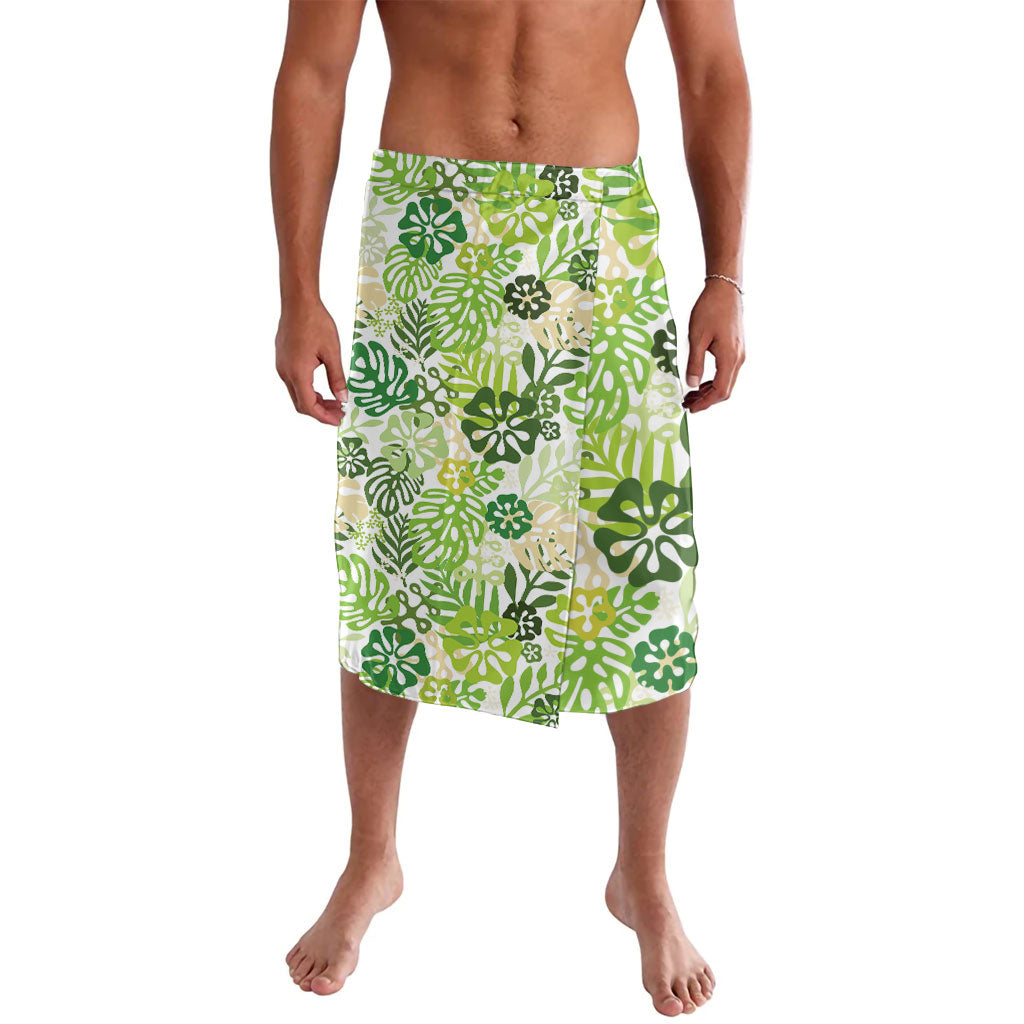 Green Aloha Hawaiian Lavalava Monstera Hibiscus Tropical Pattern LT19 Green - Polynesian Pride