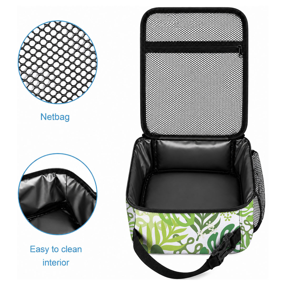Green Aloha Hawaiian Lunch Bag Monstera Hibiscus Tropical Pattern LT19 - Polynesian Pride